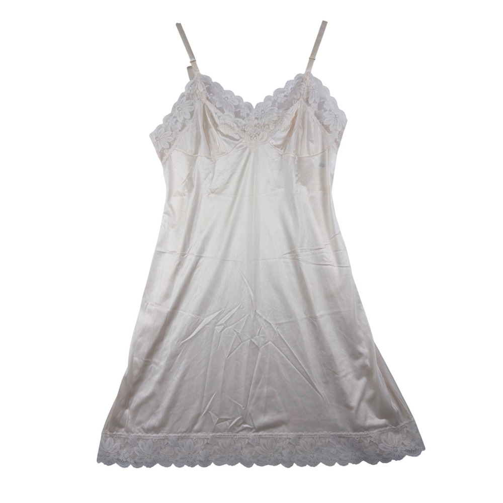 Vintage Lorraine Full Slip Lingerie Women 38 Small Beige
